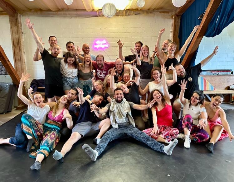 Happy community celebrating together