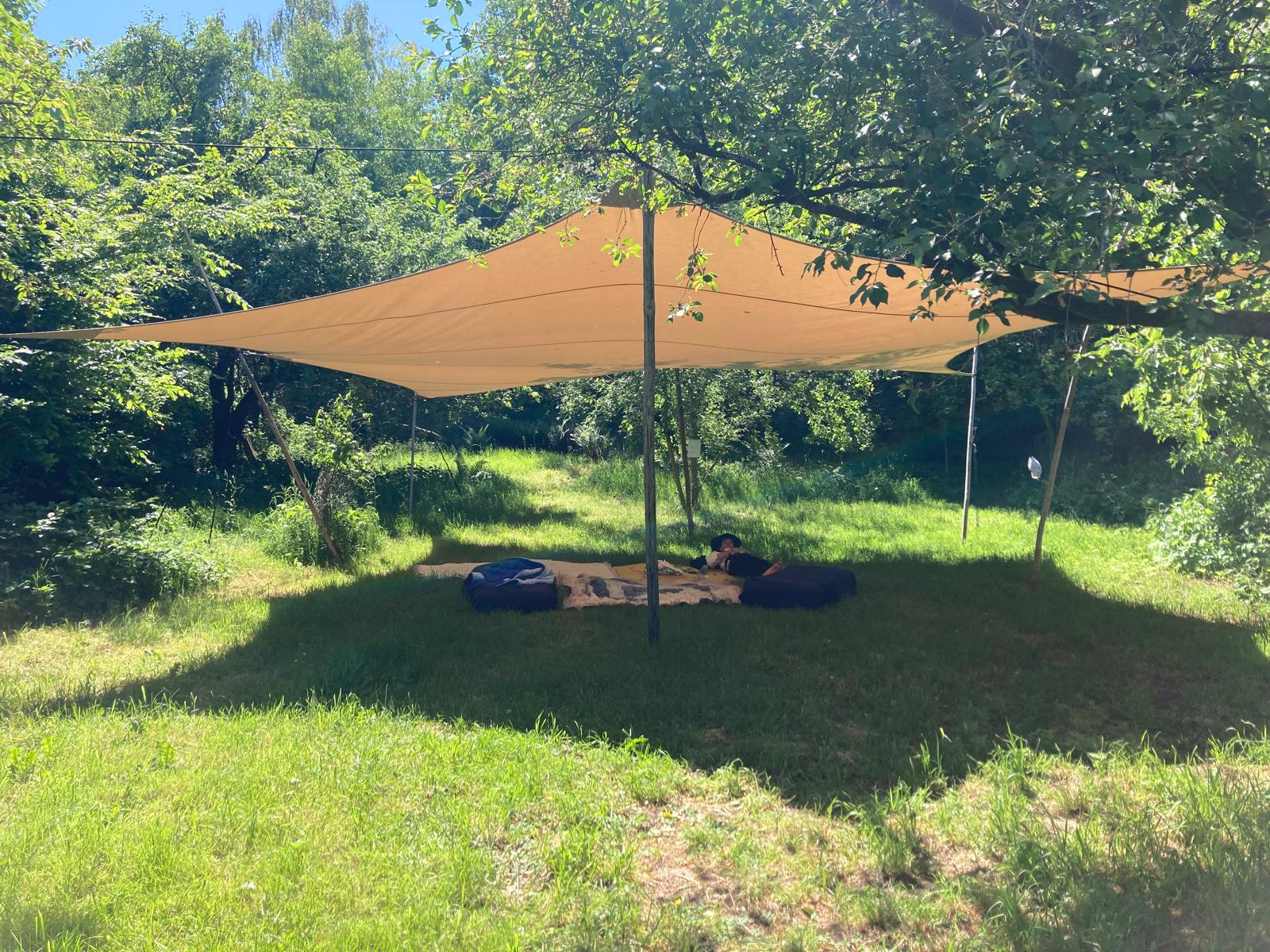 Peaceful relaxation area under shade