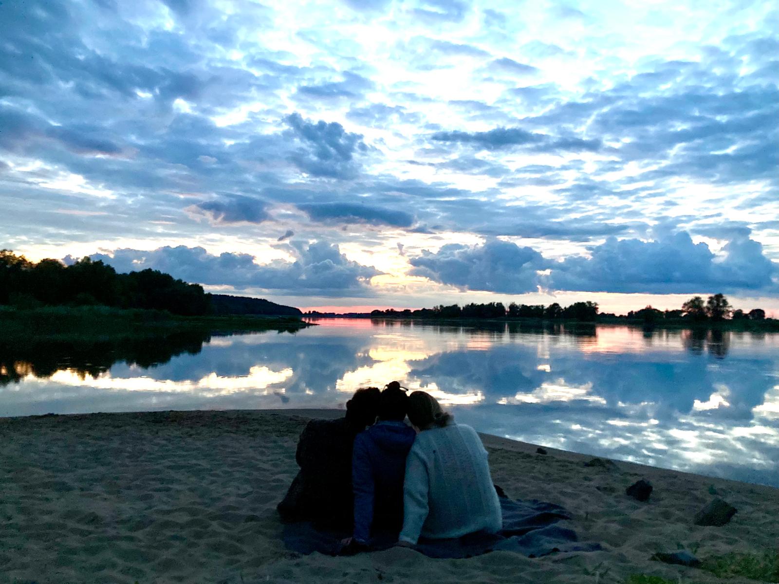 Romantic sunset by the Elbe River